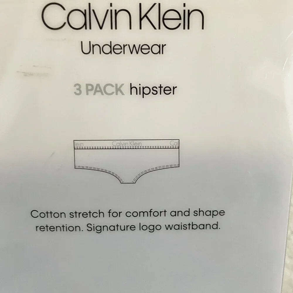 NEW Calvin Klein 3 Pack Hipster Logo Underwear S Black Gray White Cotton Stretch - Picture 4 of 5